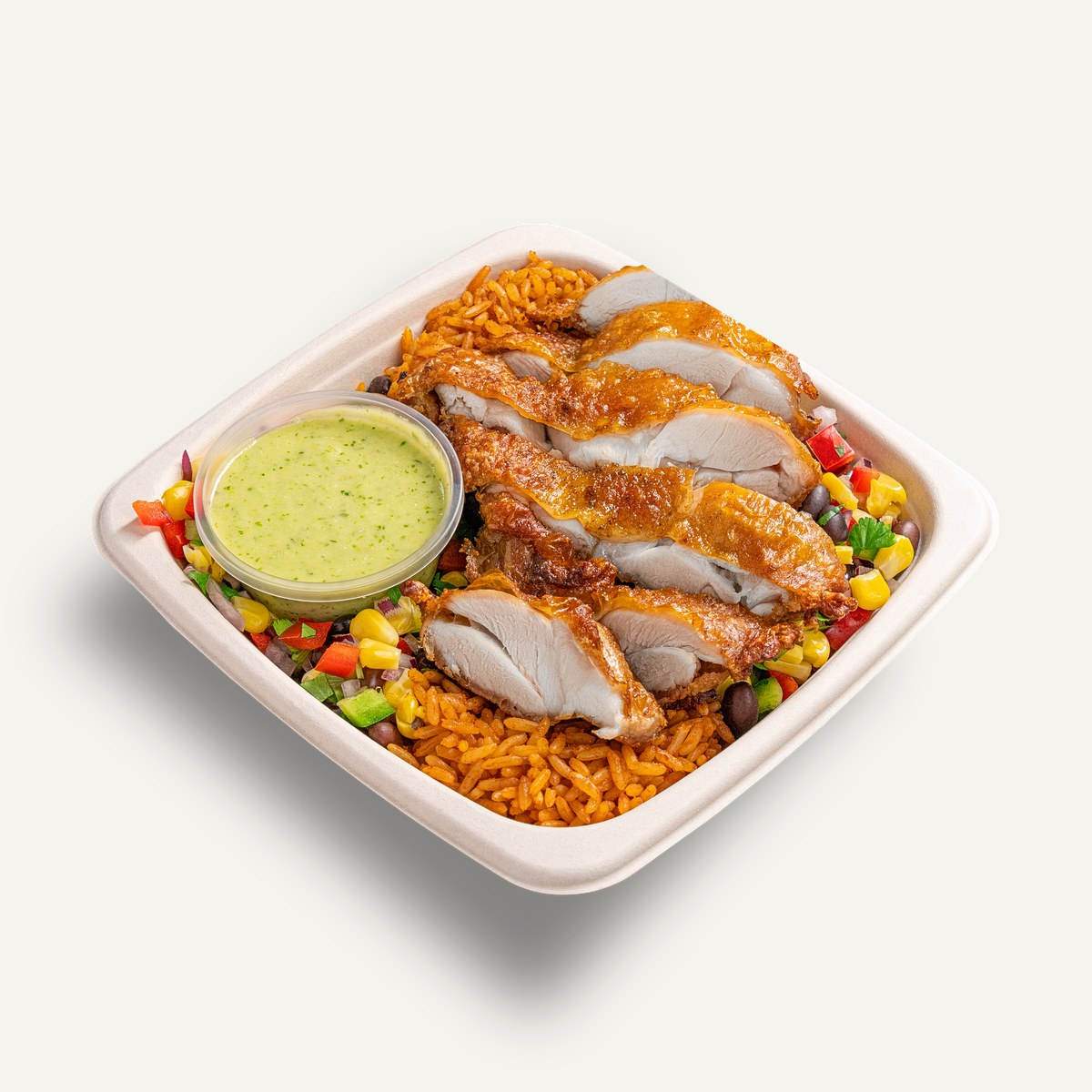 Rotisserie-style chicken, rice & beans